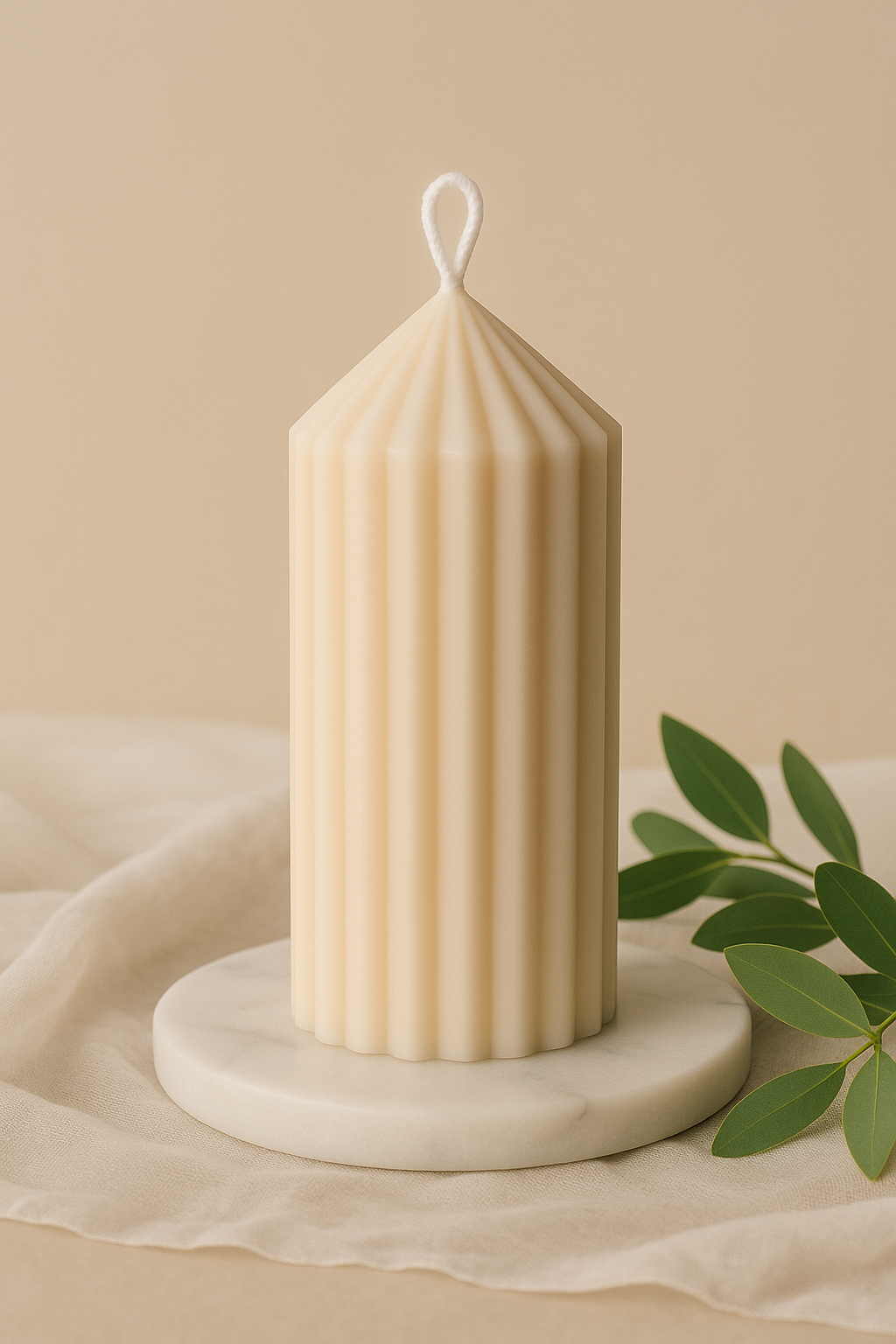 Ribbed Pillar Candle-Size M